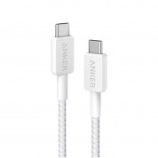 Anker 322 USB-C to USB-C Cable 60W - кабел с въжена оплетка и бързо зареждане за устройства с USB-C порт (180 см) (бял) 1