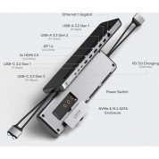 Satechi Dual Dock Stand with NVMe SSD Enclosure - мултифункционален хъб за свързване на допълнителна периферия за MacBook и лаптопи с USB-C портове (сив) 3