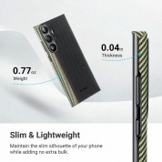 Pitaka MagEZ 3 600D Fusion Weaving Overture Aramid Fiber MagSafe Case - кевларен кейс с MagSafe за Samsung Galaxys 23 Ultra (черен-зелен)  1