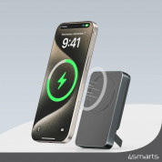 4smarts OneStyle MagSafe PowerBank 5000 mAh With Silicone Case - комплект преносима външна батерия с безжично зареждане с MagSafe и силиконов кейс с MagSafe за iPhone 15 Plus (сив) 4