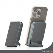 4smarts OneStyle MagSafe PowerBank 5000 mAh With Silicone Case - комплект преносима външна батерия с безжично зареждане с MagSafe и силиконов кейс с MagSafe за iPhone 15 Plus (сив) 3