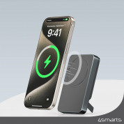 4smarts OneStyle MagSafe PowerBank 5000 mAh With Silicone Case - комплект преносима външна батерия с безжично зареждане с MagSafe и силиконов кейс с MagSafe за iPhone 15 (сив) 4