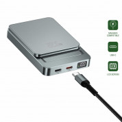 4smarts OneStyle MagSafe PowerBank 5000 mAh - преносима външна батерия с 2xUSB-C порта и безжично зареждане с MagSafe (сив)