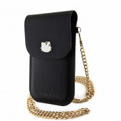 Hello Kitty PU Metal Logo Leather Wallet Phone Bag - кожена чанта (портфейл) с презрамка (черен) 3