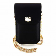 Hello Kitty PU Metal Logo Leather Wallet Phone Bag - кожена чанта (портфейл) с презрамка (черен)
