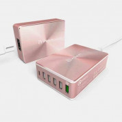 Adam Elements Omnia PA601 Desktop Charging Station 81W - захранване за ел. мрежа за лаптопи, смартфони и таблети с 5xUSB-A и 1xUSB-C изходи с технология за бързо зарежданe (розовo злато) 1
