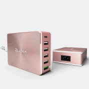 Adam Elements Omnia PA601 Desktop Charging Station 81W - захранване за ел. мрежа за лаптопи, смартфони и таблети с 5xUSB-A и 1xUSB-C изходи с технология за бързо зарежданe (розовo злато) 2