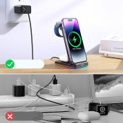 Joyroom 3-in-1 Wireless Charger 15W - тройна поставка (пад) за безжично зареждане за iPhone, Apple Watch, AirPods и Qi съвместими мобилни устройства (черен) 10