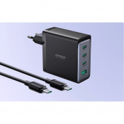 Joyroom GaN Fast Wall Charger 100W - захранване за ел. мрежа за лаптопи, смартфони и таблети с 1xUSB-A и 3xUSB-C изходи с технология за бързо зареждане и USB-C кабел  (черен) 2