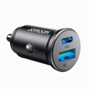Joyroom Dual USB-A & USB-C Fast Car Charger 30W - зарядно за кола с USB-A и USB-C изходи и технология за бързо зареждане (черен)