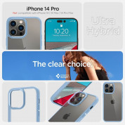 Spigen Crystal Hybrid Case - хибриден кейс с висока степен на защита за iPhone 14 Pro Max (син-прозрачен) 11