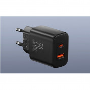 Joyroom Flash Dual Fast Wall Charger 20W - захранване за ел. мрежа с USB-A и USB-C изходи и технология за бързо зареждане (черен) 1