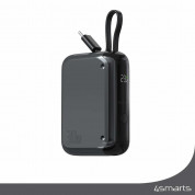 4smarts Power Bank Pocket 10000 mAh 30W - външна батерия с вграден USB-C кабел и USB-C изход с технология за бързо зареждане (сив) 2