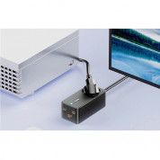 Toocki GaN Power Adapter Socket 67W - захранване за ел. мрежа за лаптопи, смартфони и таблети с AC, 1xUSB-A и 2xUSB-C изходи с технология за бързо зареждане (черен) 3