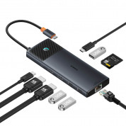 Baseus USB-C Metal Gleam Series II 10-in-1 Hub (B00061800123-00) - мултифункционален хъб за свързване на допълнителна периферия за устройства с USB-C (черен) 1