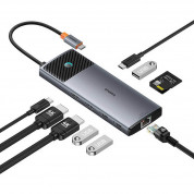 Baseus USB-C Metal Gleam Series II 10-in-1 Hub (B00061800813-01) - мултифункционален хъб за свързване на допълнителна периферия за устройства с USB-C (тъмносив) 1