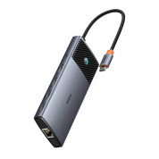 Baseus USB-C Metal Gleam Series II 10-in-1 Hub (B00061800813-01) - мултифункционален хъб за свързване на допълнителна периферия за устройства с USB-C (тъмносив)