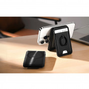 Lisen Magnetic Kickstand Wallet - кожен портфейл (джоб) с вградена поставка за прикрепяне към iPhone с MagSafe (черен) 3