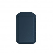 Satechi Vegan-Leather Magnetic Wallet Stand - кожен портфейл (джоб) с вградена поставка за прикрепяне към iPhone с MagSafe (тъмносин) 2