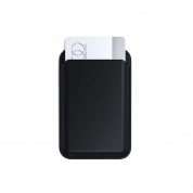 Satechi Vegan-Leather Magnetic Wallet Stand - кожен портфейл (джоб) с вградена поставка за прикрепяне към iPhone с MagSafe (черен) 2