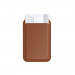 Satechi Vegan-Leather Magnetic Wallet Stand - кожен портфейл (джоб) с вградена поставка за прикрепяне към iPhone с MagSafe (кафяв) 3