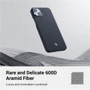 Pitaka MagEZ 3 600D Aramid Fiber MagSafe Case - кевларен кейс с MagSafe за iPhone 14 Plus (черен-сив)  3