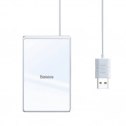Baseus Ultra Thin Card Wireless Charger (WX01B-S2) - ултра-тънка поставка (пад) за безжично зареждане за Qi съвместими устройства (бял) 1