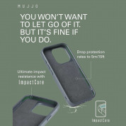 Mujjo Impact Case - хибриден удароустойчив кейс от естествена кожа с MagSafe за iPhone 15 Pro (тъмносин) 3