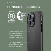 Mujjo Impact Case - хибриден удароустойчив кейс от естествена кожа с MagSafe за iPhone 15 Pro Max (черен) 3