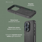 Mujjo Impact Case - хибриден удароустойчив кейс от естествена кожа с MagSafe за iPhone 15 Pro Max (черен) 1