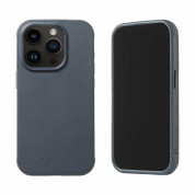 Mujjo Impact Case - хибриден удароустойчив кейс от естествена кожа с MagSafe за iPhone 15 Pro Max (тъмносин)