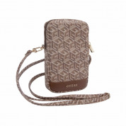 Guess PU G Cube Wallet Phone Zipper Bag - дизайнерска чанта (органайзер) за мобилни устройства и аксесоари (кафяв)