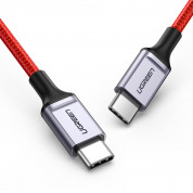 Ugreen USB-C to USB-C Cable 60W - кабел с въжена оплетка за устройства с USB-C порт (100 см) (червен)  1