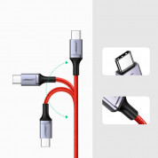 Ugreen USB-C to USB-C Cable 60W - кабел с въжена оплетка за устройства с USB-C порт (100 см) (червен)  3