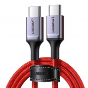 Ugreen USB-C to USB-C Cable 60W - кабел с въжена оплетка за устройства с USB-C порт (100 см) (червен) 