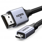 Ugreen HDMI to micro HDMI Cable 2.1v 8K 60Hz - високоскоростен 8K HDMI към microHDMI кабел (200 см) (тъмносив)