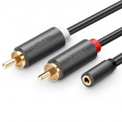 Ugreen AV102 2xRCA Male to 3.5mm Female Audio Cable - качествен аудио кабел 2xRCA (мъжко) към 3.5мм аудио жак (женски) (25 см) (черен) 