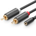 Ugreen AV102 2xRCA Male to 3.5mm Female Audio Cable - качествен аудио кабел 2xRCA (мъжко) към 3.5мм аудио жак (женски) (25 см) (черен)  1