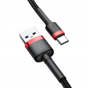 Baseus Cafule USB-A to USB-C Cable 18W (CATKLF-C91) - кабел с въжена оплетка и бързо зареждане за устройства с USB-C порт (200 см) (черен-червен) 3