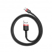 Baseus Cafule USB-A to USB-C Cable 18W (CATKLF-C91) - кабел с въжена оплетка и бързо зареждане за устройства с USB-C порт (200 см) (черен-червен) 2