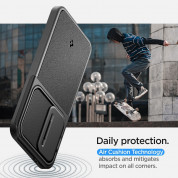 Spigen Optik Armor Case - тънък качествен силиконов (TPU) калъф с капак за камерата за Samsung Galaxy S24 (черен) 16