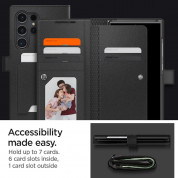 Spigen Wallet S Plus Case - кожен калъф, тип портфейл и поставка за Samsung Galaxy S24 Ultra (черен) 17