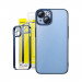 Baseus Glitter Hybrid Protection Set - хибриден удароустойчив кейс и стъклено защитно покритие за дисплея на iPhone 14 (син-прозрачен) 1