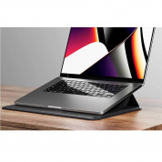 INVZI Vegan Leather Sleeve With Stand Function - кожен кейс с поставка за MacBook Air 13, MacBook Pro 13, MacBook Pro 14 и лаптопи до 14 инча (черен) 4