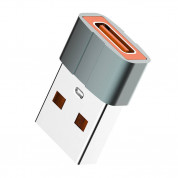 LDNIO USB-A to USB-C Adapter - адаптер от USB-A мъжко към USB-C женско за мобилни устройства с USB-C порт (сив) 