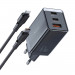 Mcdodo GaN Fast Wall Charger 67W (CH-1544)- захранване за ел. мрежа за лаптопи, смартфони и таблети с USB-A и 2xUSB-C изходи с технология за бързо зареждане и USB-C към Lightning кабел (черен) 1