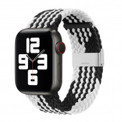 HR Braided Fabric Strap for Apple Watch 42mm, 44mm, 45mm, Ultra 49mm (white-black)