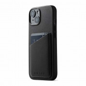 Mujjo Full Leather MagSafe Wallet Case - премиум кожен (естествена кожа) кейс с MagSafe за iPhone 15, iPhone 14, iPhone 13 (черен)
