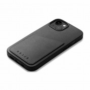 Mujjo Full Leather MagSafe Wallet Case - премиум кожен (естествена кожа) кейс с MagSafe за iPhone 15, iPhone 14, iPhone 13 (черен) 5