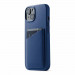 Mujjo Full Leather MagSafe Wallet Case - премиум кожен (естествена кожа) кейс с MagSafe за iPhone 15, iPhone 14, iPhone 13 (син) 1